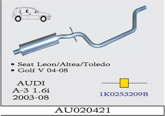 AUDI A3 1.6i 2003-2008 Orta Egzoz Susturucu