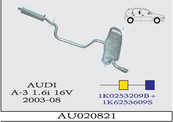 AUDI A3 1.6i 2003-2008 Arka-Orta Egzoz Susturucu