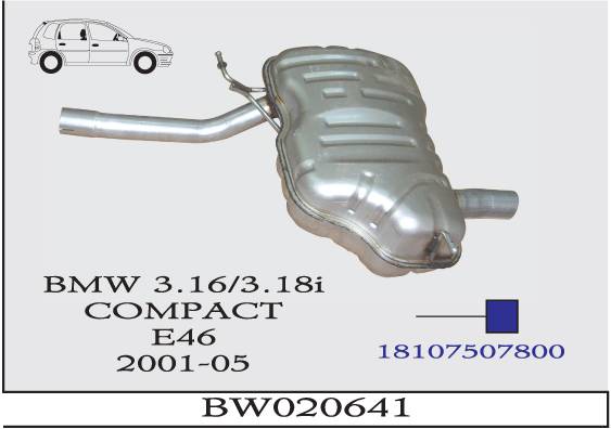 BMW 3.16i-3.18i E46 2001-2005 Arka Egzoz Susturucu