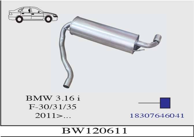 BMW 3.16i F-30/31/35 2011> Arka Egzoz Susturucu