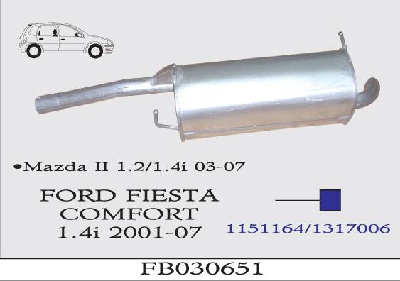 FORD FIESTA COMFORT 1.4 2001-2007 Arka Egzoz Susturucu