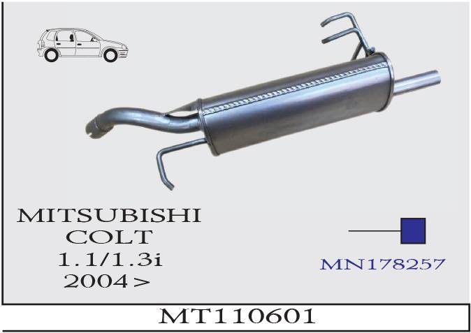 MITSUBISHI COLT 1.1-1.3i 2004> Arka Egzoz Susturucu