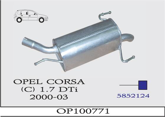 OPEL CORSA C 1.7 DTi 2000> Arka Egzoz Susturucu