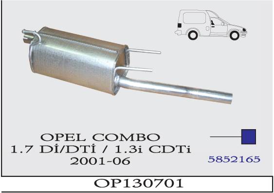 OPEL COMBO 1.7 Di-DTi 2001> Arka Egzoz Susturucu