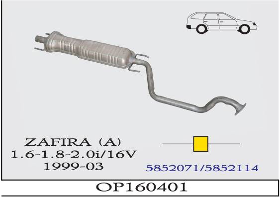 OPEL ZAFİRA 1.6-2.0 1999> Orta Egzoz Susturucu