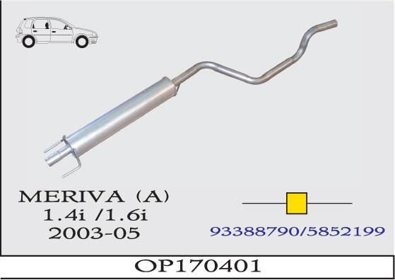 OPEL MERIVA A 1.6i 2003> Orta Egzoz Susturucu