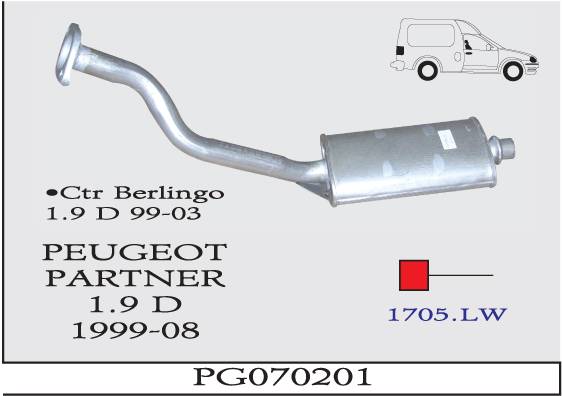 PEUGEOT PARTNER 1.9 Dizel 2001> Ön Boru Egzoz Susturucu