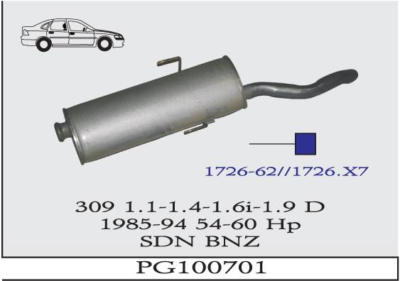 PEUGEOT 309 1.1-1.4i 1985-1992 Arka Egzoz Susturucu