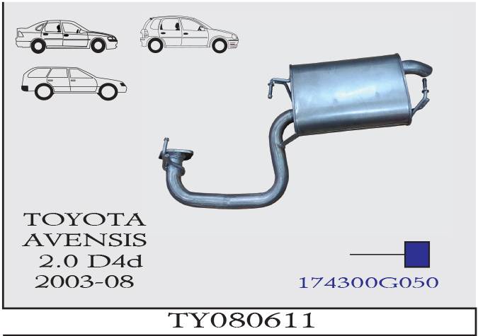 TOYOTA AVENSIS 2.0 Dizel 2003-2008 Arka Egzoz Susturucu
