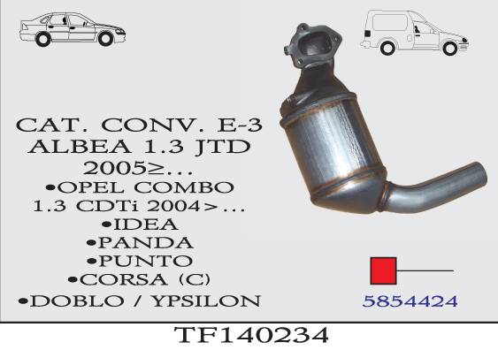 FIAT ALBEA-IDEA / OPEL COMBO-CORSA C EURO 3 Katalizör