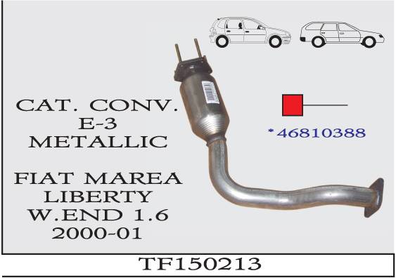 FIAT MAREA LIBERTY 1.6 2000-2001 EURO 3 Metalik Katalizör