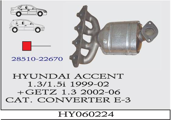 HYUNDAI ACCENT 1.3-1.5i 1999-2002 EURO 3 Katalizör