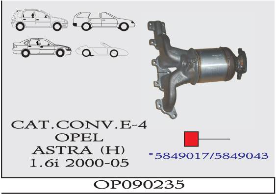 OPEL ASTRA H 1.6i EURO 4 Katalizör 2000-2005