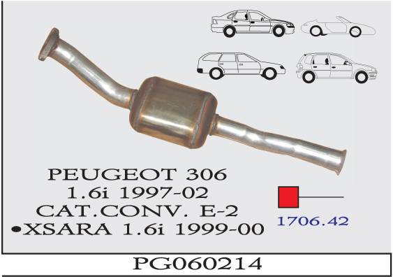 PEUGEOT 306 1.6i 1997-2002 EURO 2 Katalizör