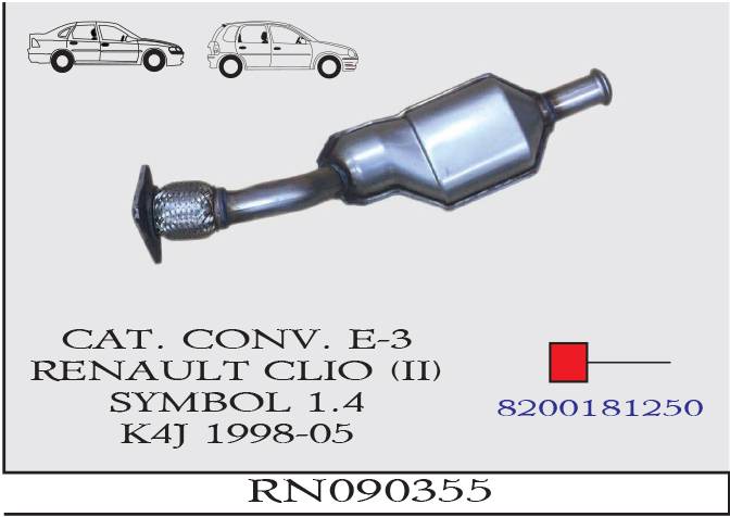 RENAULT CLIO 2 SYMBOL 1.4 K4J 1998-2005 EURO 3 Katalizör
