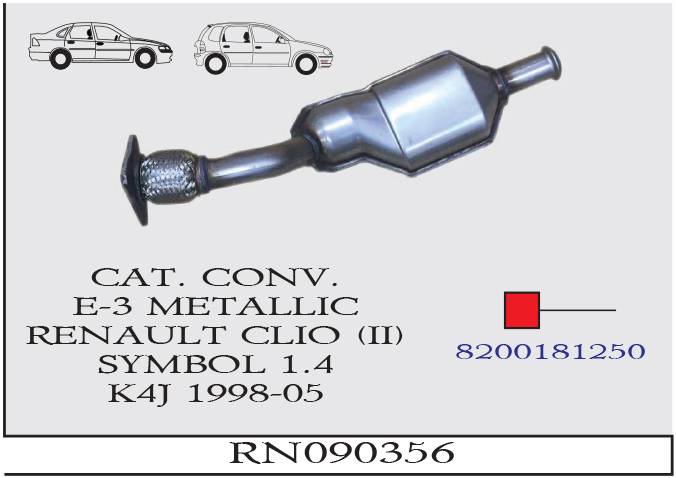 RENAULT CLIO 2 SYMBOL 1998-2005 EURO 3 Metalik Katalizör