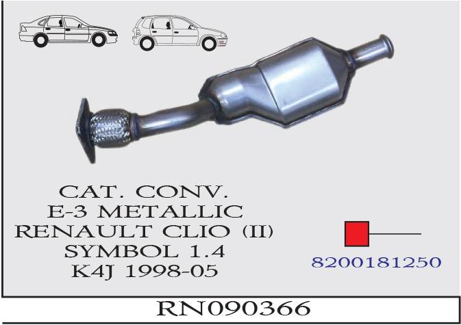 RENAULT CLIO 2 SYMBOL 1.4 K4J EURO 3 Metalik Katalizör