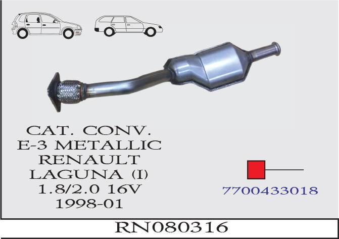 RENAULT LAGUNA 1 1.8i-2.0 16V EURO 3 Metalik Katalizör