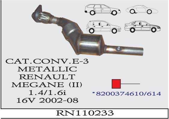 RENAULT MEGANE 2 1.4-1.6i 16V EURO 3 Metalik Katalizör
