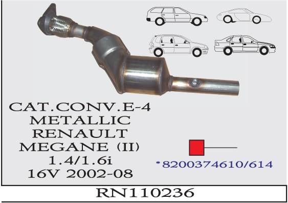 RENAULT MEGANE 2 1.4 1.6i 16V EURO 4 Metalik Katalizör