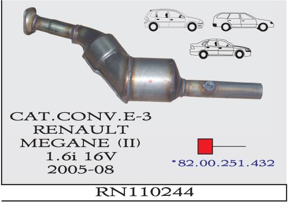 RENAULT MEGANE 2 1.6i 16V 2005-2008 EURO 3 Katalizör