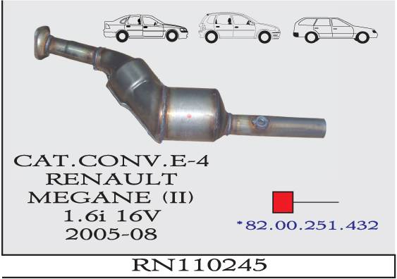 RENAULT MEGANE 2 1.6i 16V 2005-2008 EURO 4 Katalizör