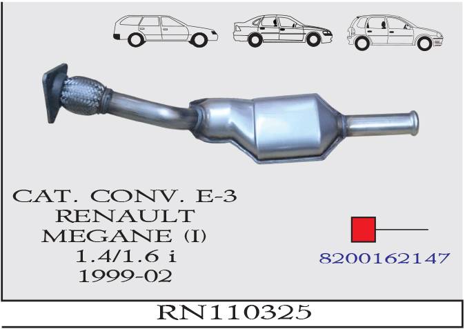 RENAULT MEGANE 1 1.4-1.6i 1999-2002 EURO 3 Katalizör