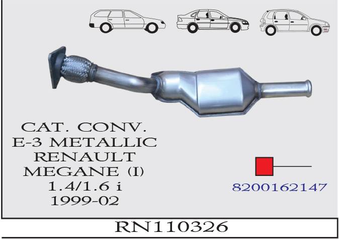 RENAULT MEGANE 1 1.4-1.6i EURO 3 Metalik Katalizör