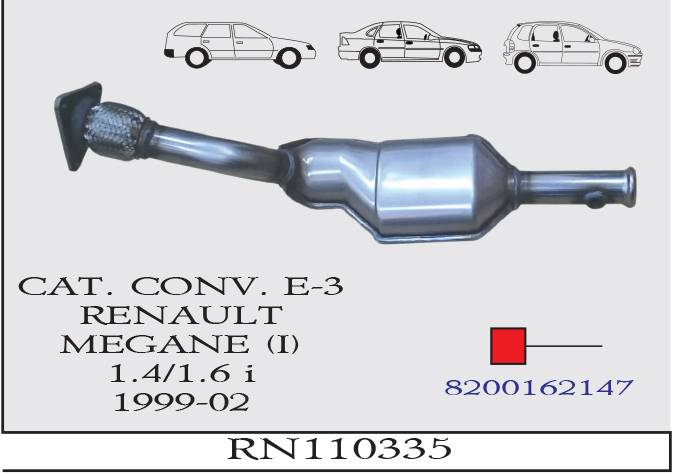 RENAULT MEGANE 1 1.4-1.6i EURO 3 Katalizör
