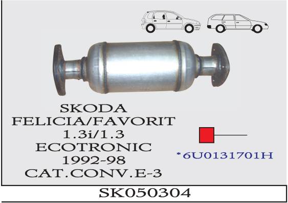 SKODA FELICIA FAVORIT 1.3i 1.3 1992-1998 EURO 3 Katalizör