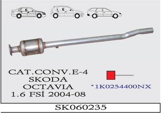 SKODA OCTAVIA 1.6 FSI 2004-2008 EURO 4 Katalizör