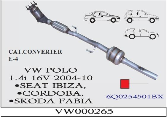 VOLKSWAGEN POLO 1.4i 16V 2004-2010 EURO 4 Katalizör