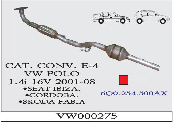 VOLKSWAGEN POLO / SEAT IBIZA 2001-2008 EURO 4 Katalizör
