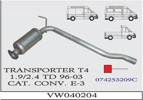 VOLKSWAGEN TRANSPORTER T4 1.9/2.4 TD EURO 3 Katalizör