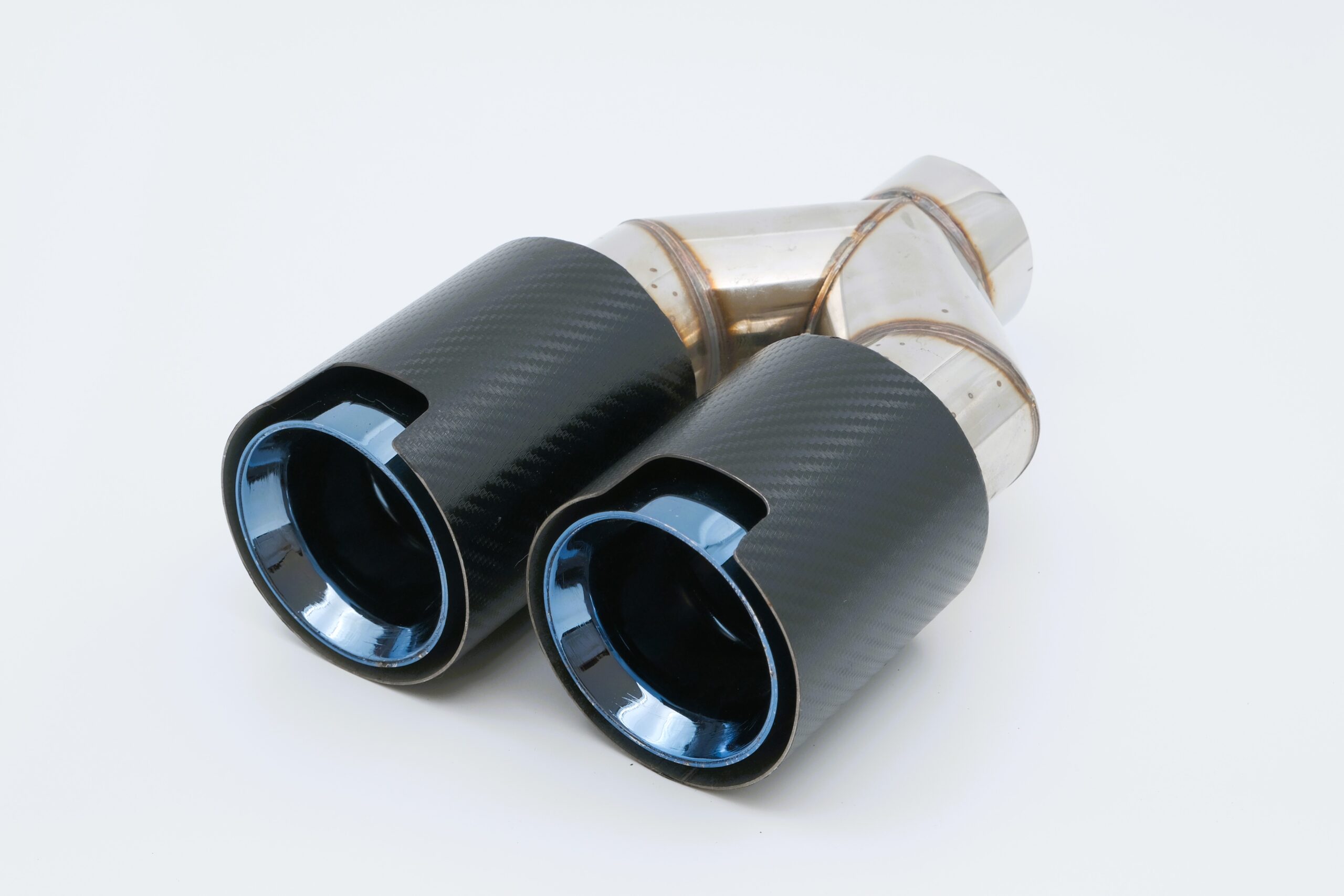 90mm Karbon Kaplama Krom Çiftli Egzoz Ucu
